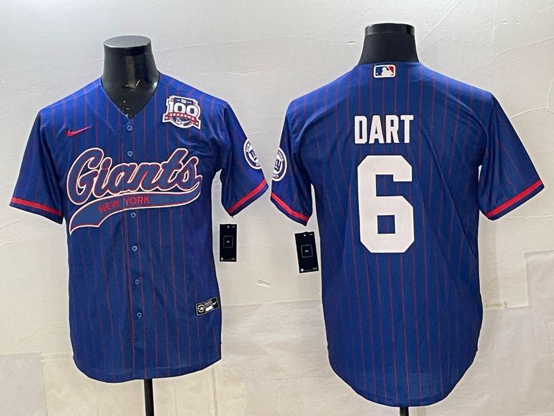 Men 2025 New York Giants #6 Dart Blue Joint Name Nike Limited NFL Jersey 012->new york giants->NFL Jersey
